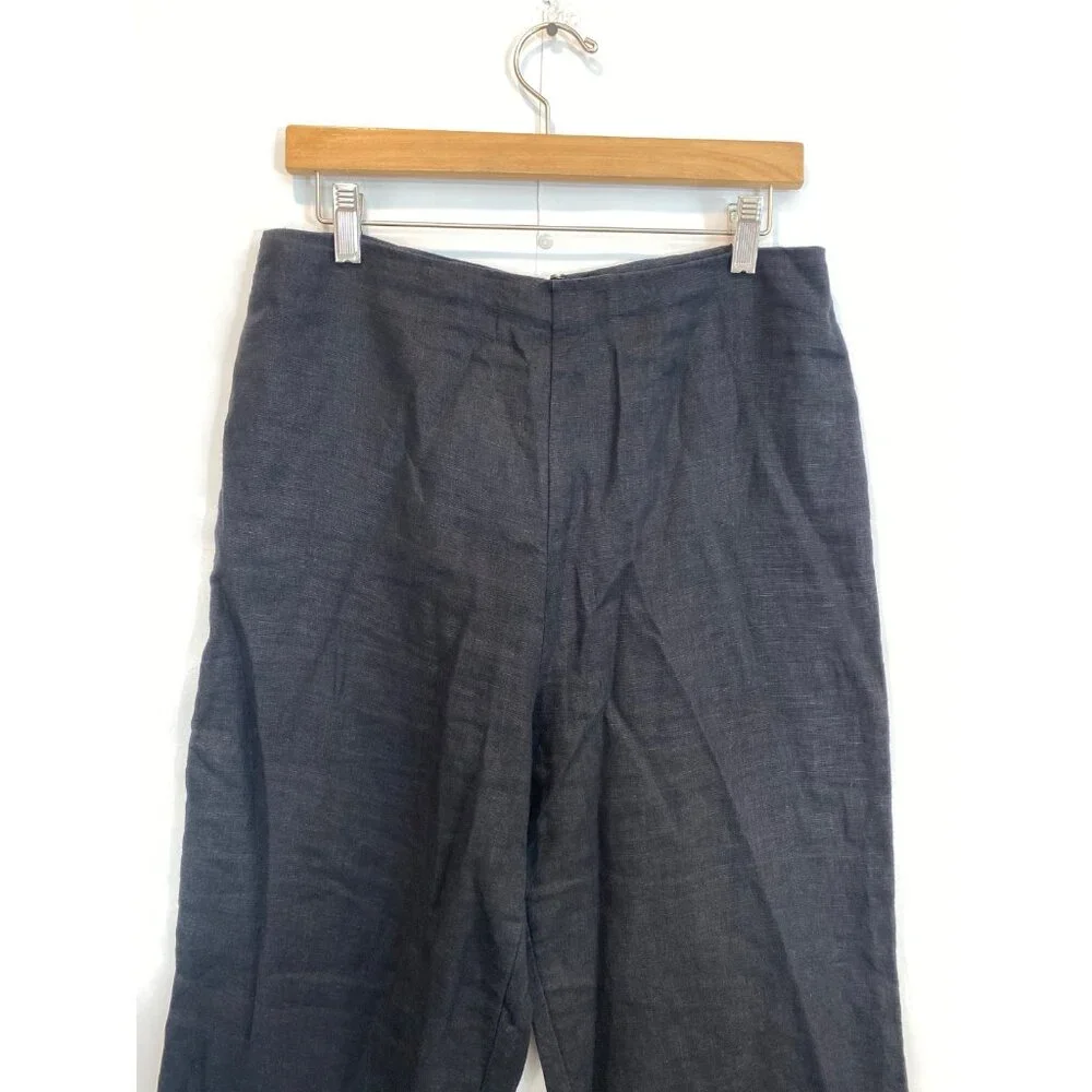Reformation Justin Slim Fit Linen Pant Black Back Zipper Women's Size 8